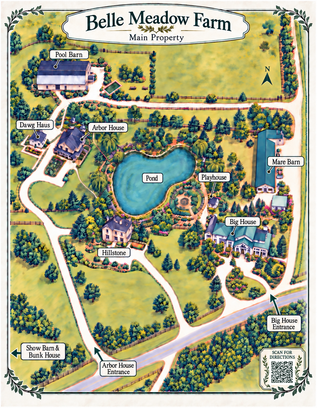 Illustrated Belle Meadow Farm map